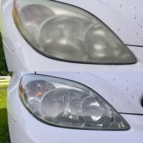 Cloudy and restored headlight comparison
